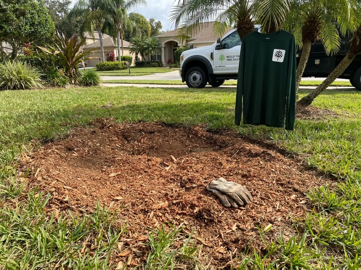 Ground stump area ready for resodding after professional stump grinding