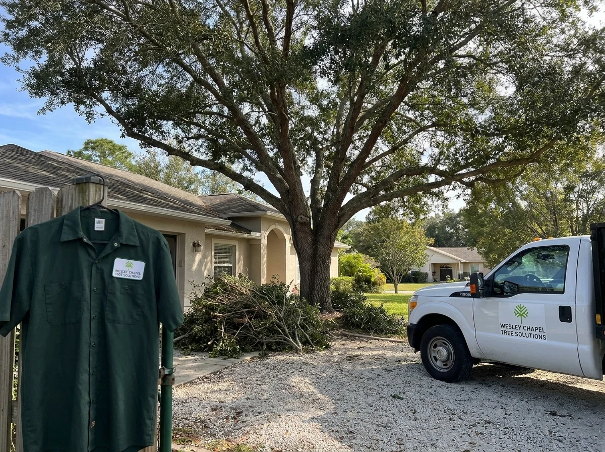 Thinned and cleaned-up tree canopy after professional pruning in Wesley Chapel